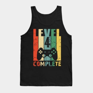 Vintage 4th Wedding Anniversary Level 4 Complete Video Gamer Birthday Gift Ideas Tank Top